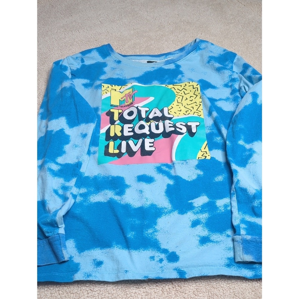 MTV Blue Tie-Dye Total Request Live Long Sleeve Tee Retro